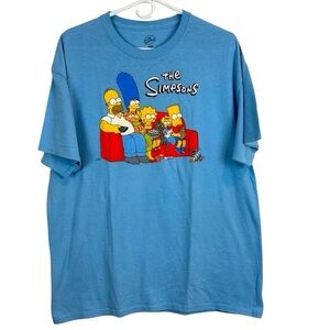 Vintage 90s The Simpsons Family Couch Graphic Tee T-Shirt XL Blue Hard to Find🗡️